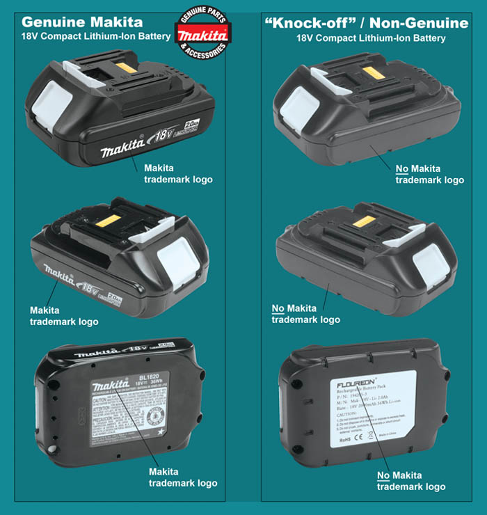 Genuine Makita 2.0Ah Battery & Knock-Offs