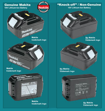 Genuine Makita 3.0Ah Battery & Knock-Offs
