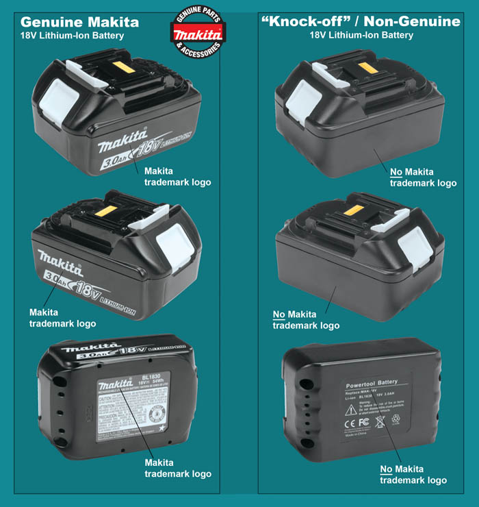 Genuine Makita 3.0Ah Battery & Knock-Offs